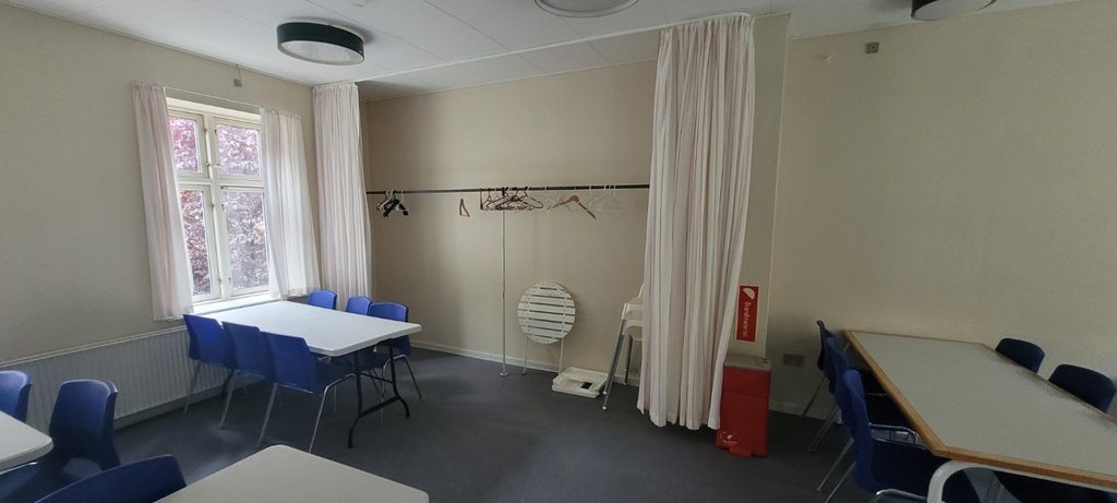The main hall cloakroom area